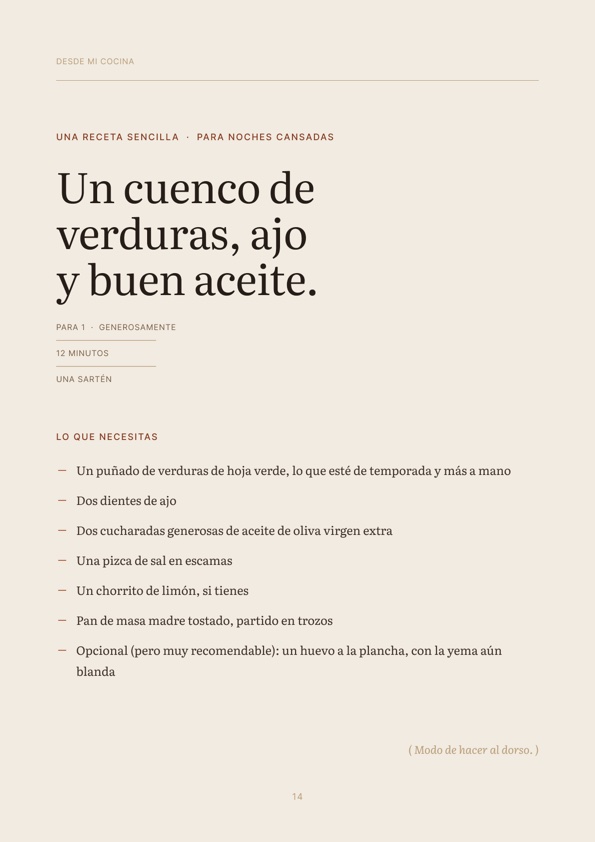 Un encuadre del Volumen 1 — una receta a doble página.