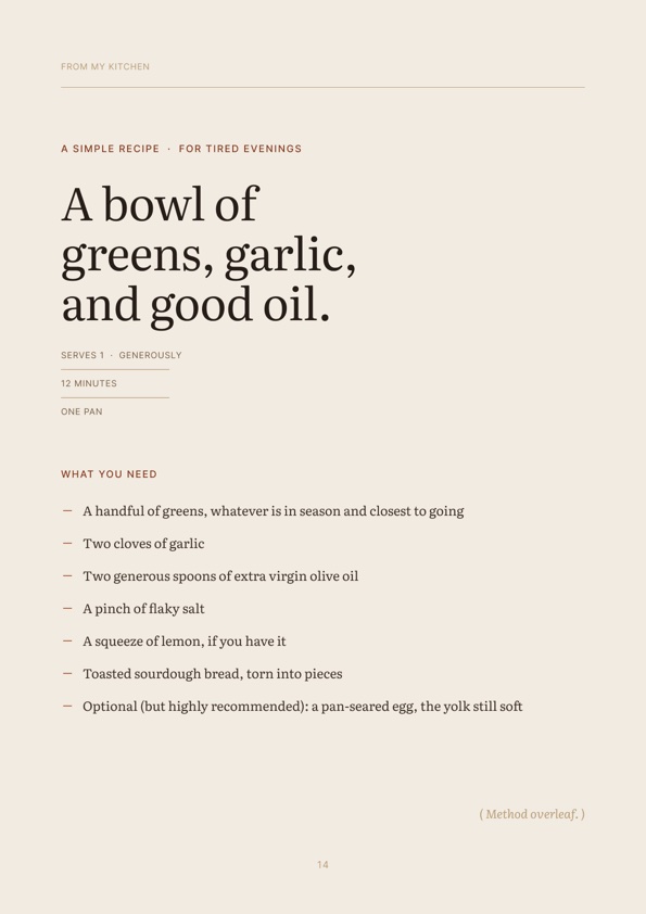 A spread from Issue No. 1 — a recipe across two pages.